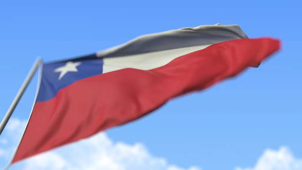 Waving National Flag of Chile