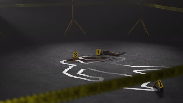 Dead body outline of the crime or accident scene. Murder or unlucky incident?