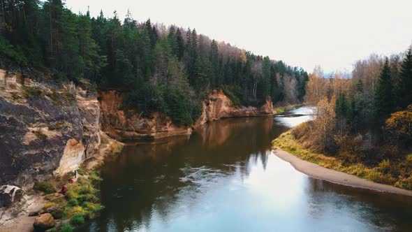 Erglu Cliffs and Great View on the Gauja River Cesis, Latvia