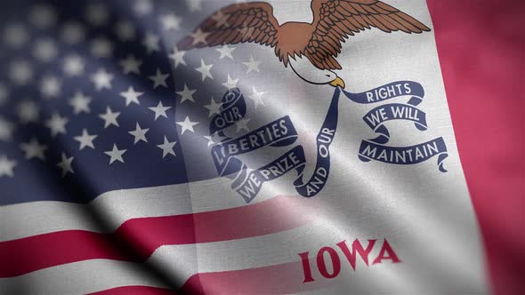 Iowa State Usa Mixed Flag Close Up HD