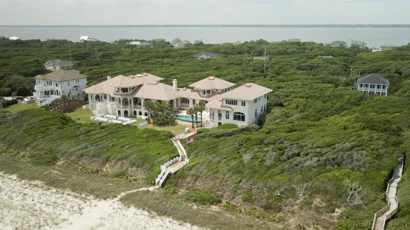 Grand luxury beach resort Emerald Isle NC Aerial tracking out