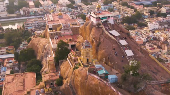 Rock fort in Trichy, India, 4k aerial footage