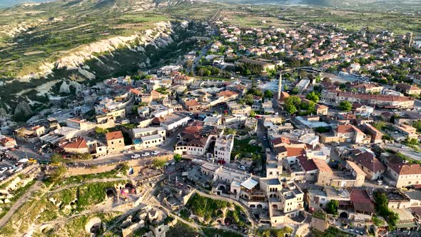 Awesome aerial view of Uchisar 4 K Turkey Cappadocia