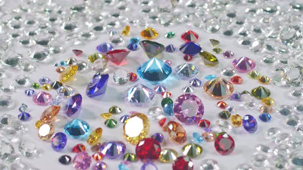 Gems Of Various Colors Are Stacked.