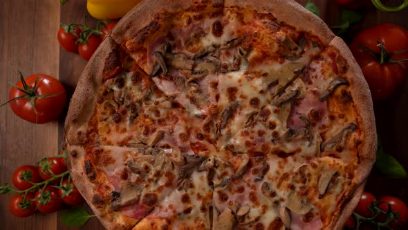 Pizza with Ham and Mushrooms 03