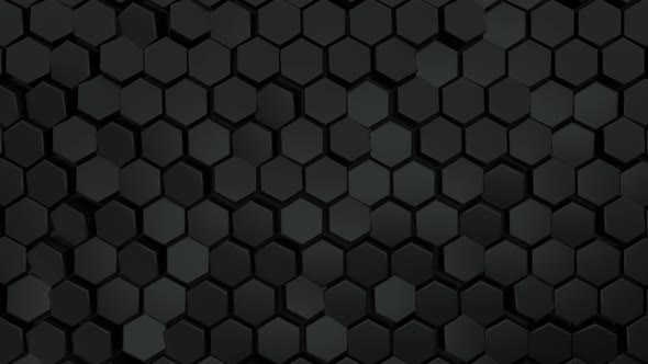 Abstract hexagonal background. A large number of black hexagons