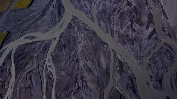 Aerial View of Glacier River in Iceland