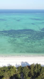 Tanzania  Vertical Video of the Ocean Near the Coast of Zanzibar Slow Motion