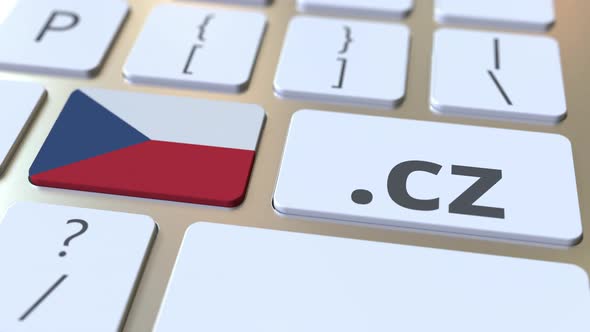 Czech Domain .Cz and Flag of the Czech Republic on the Keyboard