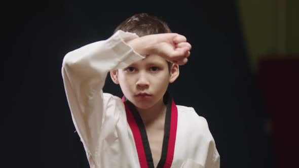 A Little Boy Doing Martial Arts Moves