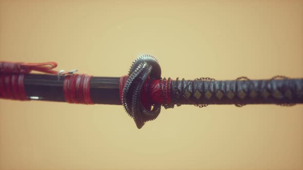 Asian Katana with Ornament Sward on Bright Background