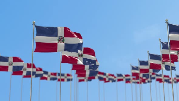 Dominican Republic Row Of Flags 3D Animation