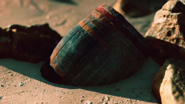 Old Wooden Barrel at Sand Beach