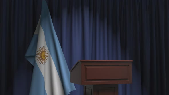 Flag of Argentina and Speaker Podium Tribune alt