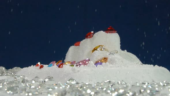 Slow Motion Colorful Diamond With Snow Background