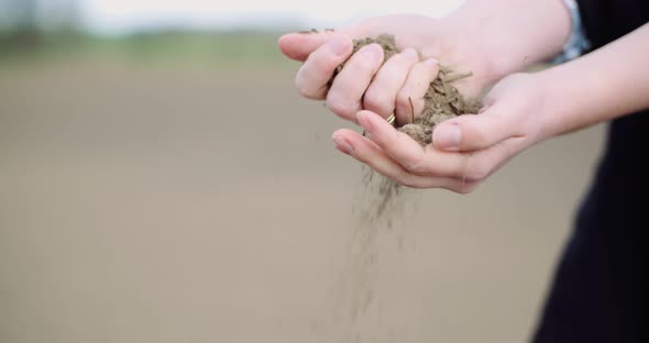 Agriculture, Soil, Farmer Examining Soil in Hands