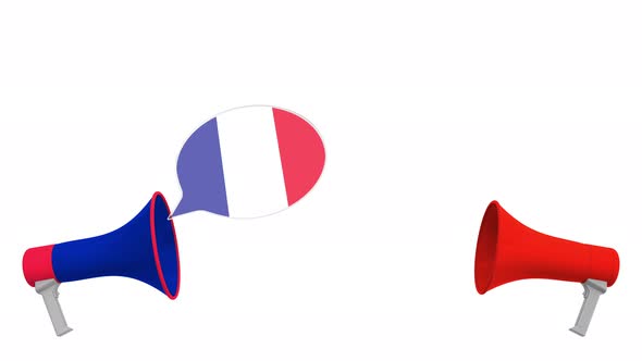 Speech Bubbles with Flags of Hong Kong and France