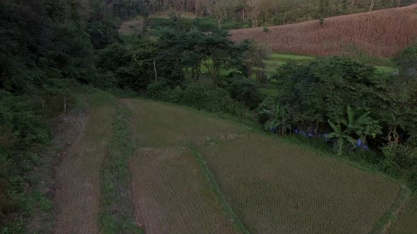 Countryside Village, Mountain Village in Phrae Province, ThailandAerial Shot