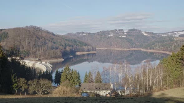 Water dam Vir as a reservoir of drinking water and hydraulic power plant, Czech Republic