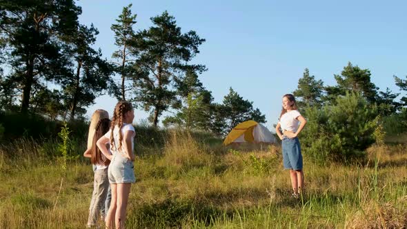 Morning Exercise in a School Camp in Nature