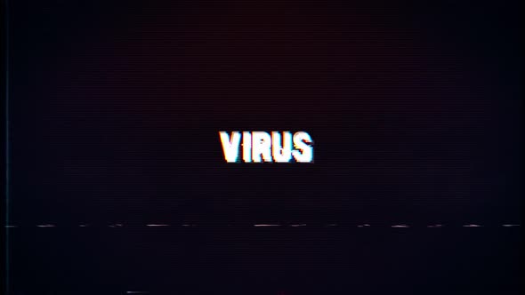 Virus text with glitch retro effect