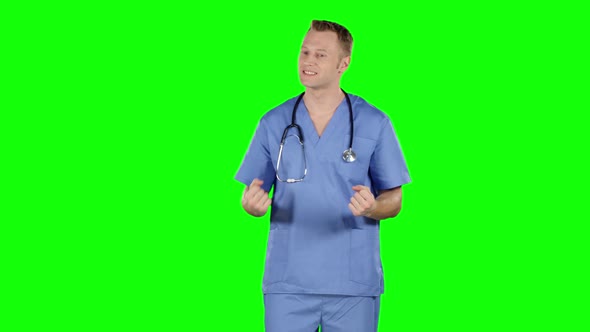 Aggressive Disappointed Doctor. Green Screen