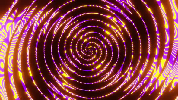 Yellow-purple spinning spiral. Looped animation