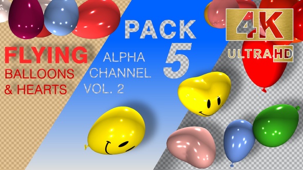 Flying Hearts and Balloons Pack 4K (vol.2)