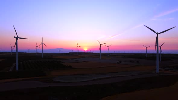 Windmills Turbine Sunset8