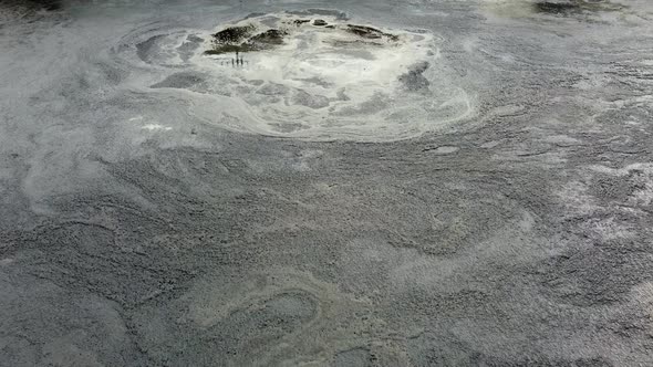 Fly over dirty pool of pig poop at river