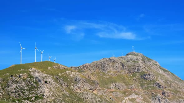Wind Generator Turbines. Crete Island, Greece