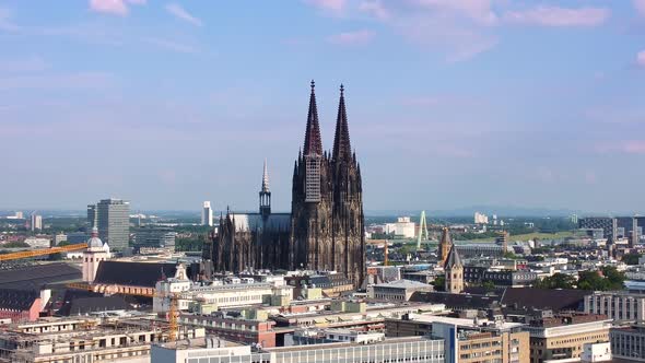 City of Cologne Germany From Above with Its Famous Cathedral