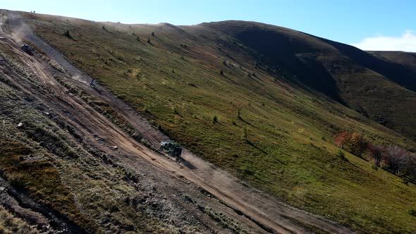 Aerial View of Trail Road in Carpathian Mountains