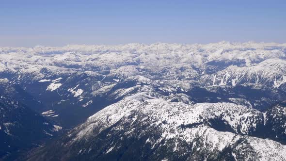 Panoramic View Of Rugged Snowscape Peaks At Cache Creek Area In Central British Columbia, Canada. -