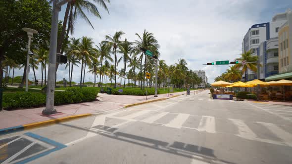 Ground motion footage Miami Beach shut down during Coronavirus Covid 19 pandemic