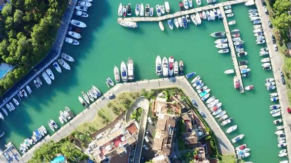 Aerial view of yacht harbour in Santa Ponca, Mallorca