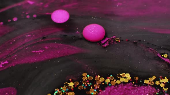 Glitter Paint Wave Oil Water Bubbles Pink Black alt
