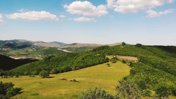 Beautiful landscape hills fields of Brus village, Kosovo