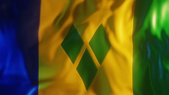 Saint Vincent and the Grenadines Flag with Edge Bump