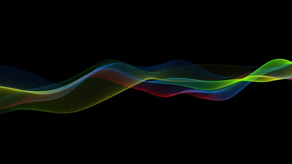 New Technology Digital Particle Wave Motion On Black Background