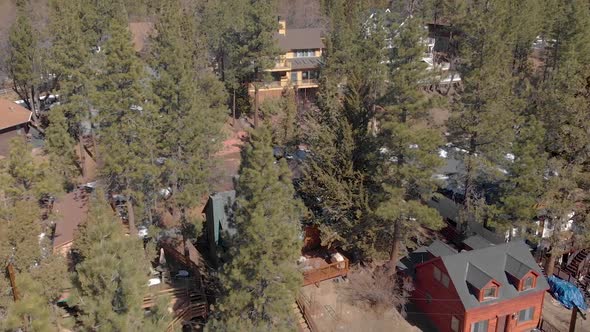 Drone shot over house of Big Bear California