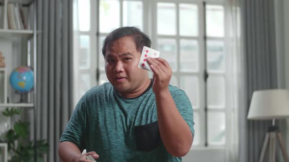 Asian Man Blogger Shoots Video Content For Social Networks, Magician With Playing Cards