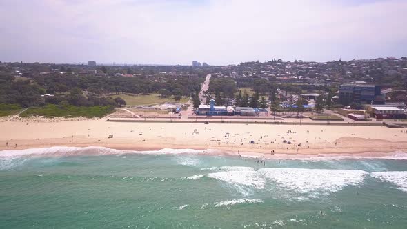 Beautiful left side pan along the coastline of eastern beach in Sydney Maroubra with wave crashing t