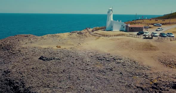 Aerial Lighthouse at Inceburun. Sinop, Turkey. Inceburun is the northernmost point of the Turkey