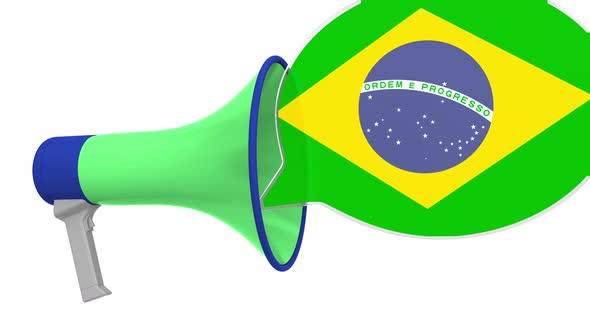 Megaphone and Flag of Brazil on Speech Bubble