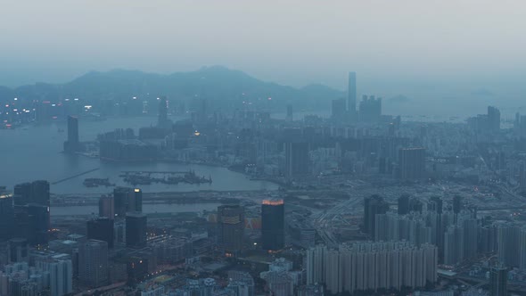 Hong Kong, China | The bay of Hong Hong from day to night as seen from Lion's head hill