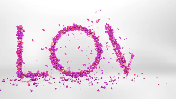Word Love with pink letters 3D animation