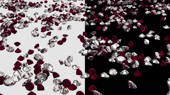 Diamonds And Rubies On Transparent Background