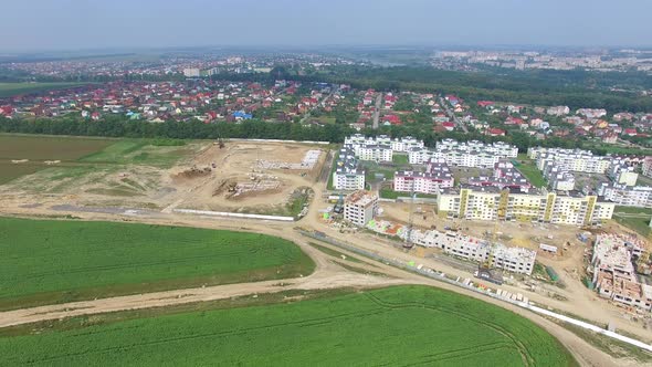 Construction of a Modern District with High Rise Buildings for People
