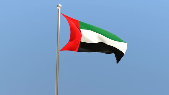 United Arab Emirates flag on flagpole.